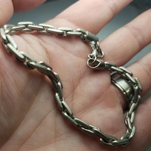 Titanium tone link bracelet